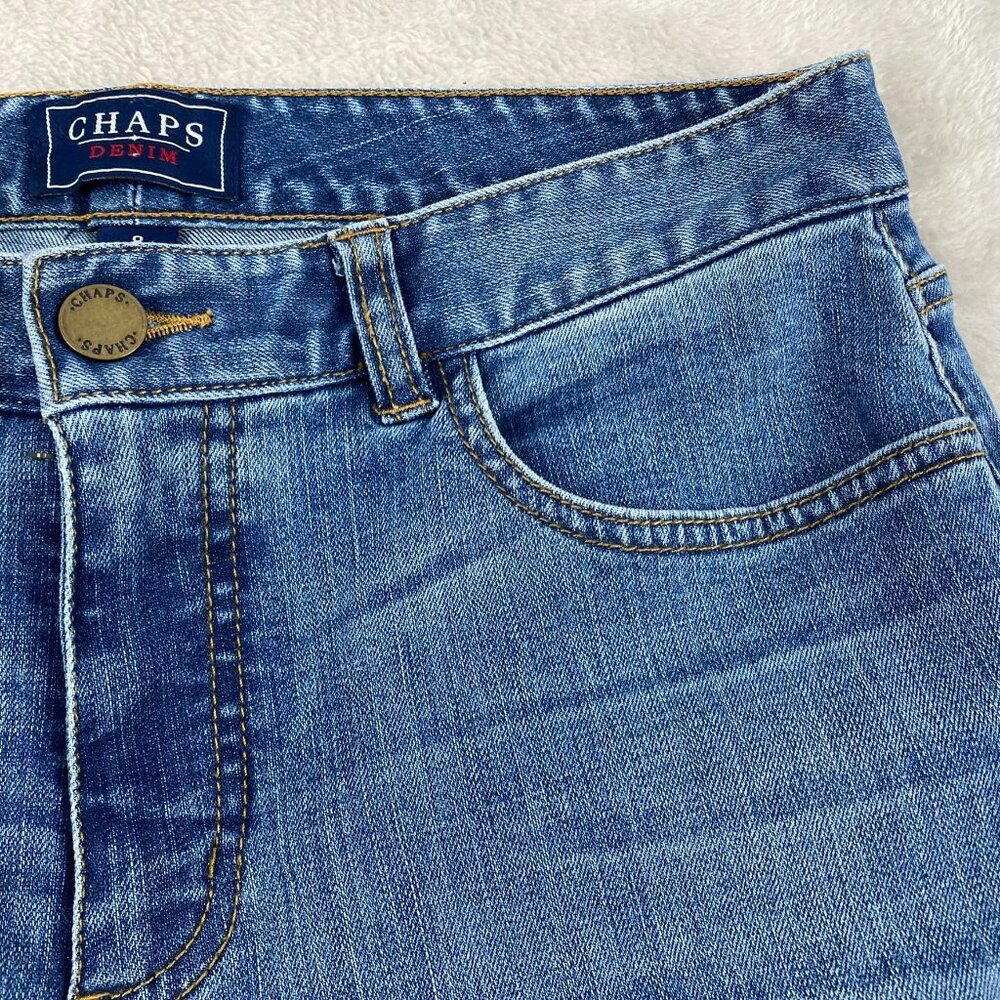 Chaps Womens Capri Jeans Size 8 Blue Denim Classic Fit Cotton Blend Straight Leg - Picture 11 of 15